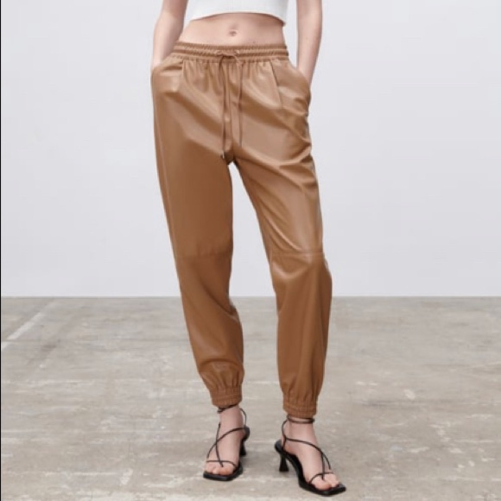NWT Zara Faux Leather Joggers Size M